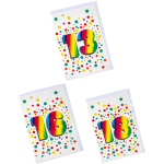 Birthday Greeting Card & Envelope, Milestone - Ages - 13, 16 or 18